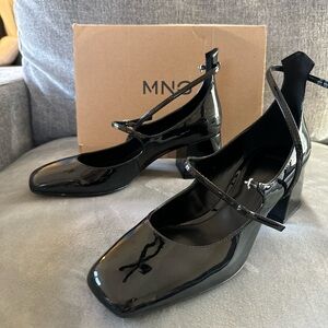 Mango Black Patent Heels